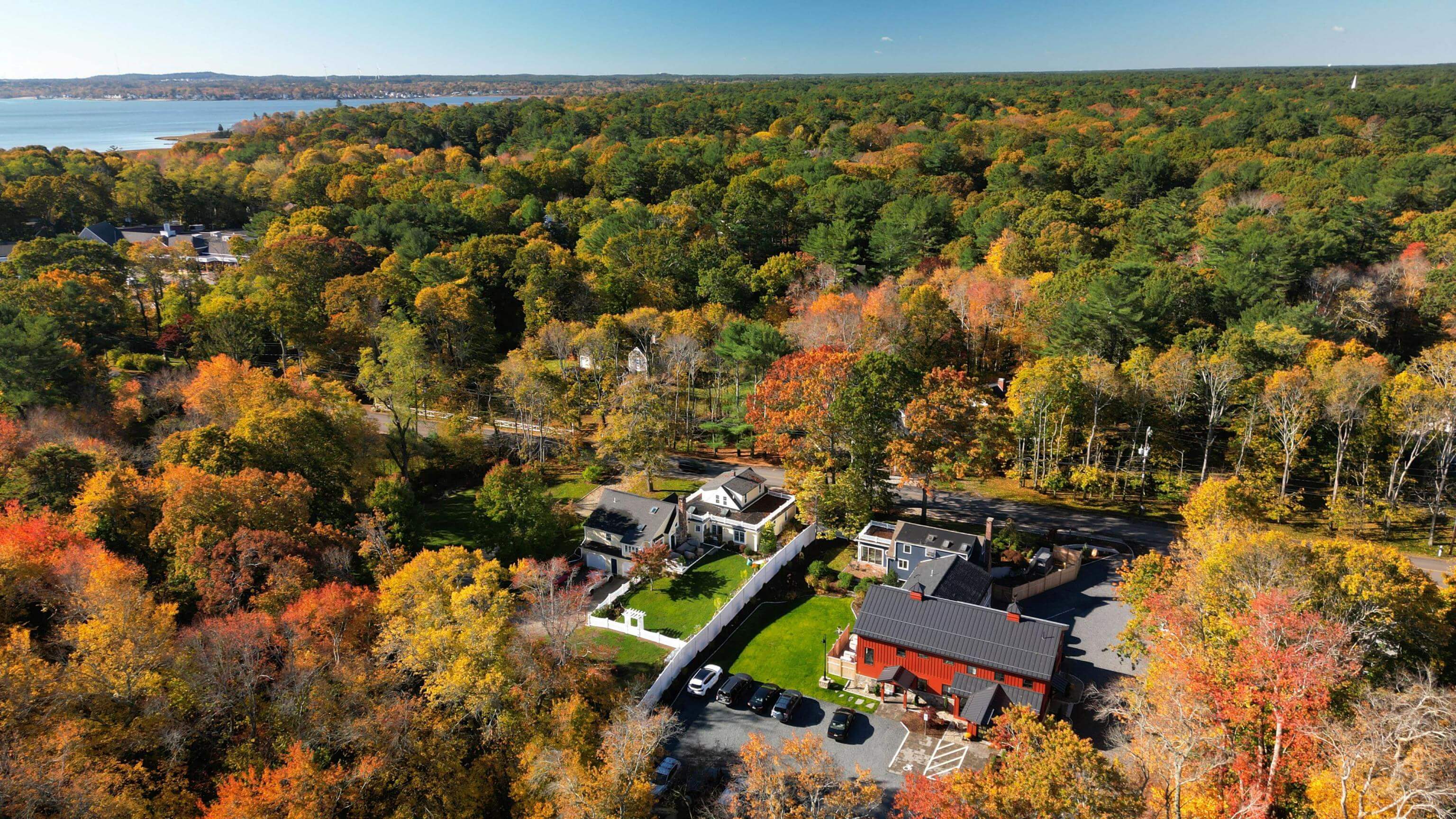 Aerial view of Duxbury Animal Hospital in Duxbury, MA